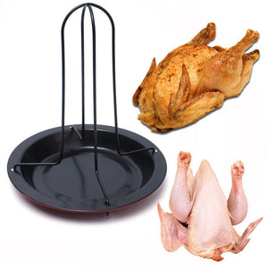 New Kitchen Outdoor BBQ Tools Chicken Duck Holder Rack Grill Stand Roasting For BBQ Rib Non Stick Carbon Steel